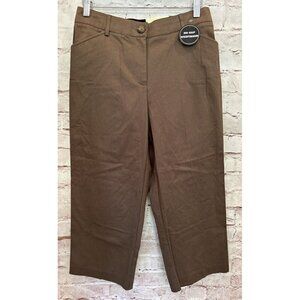 Dress Barn Womens Cropped Pants Casual Chino Twill Brown No Gap Waistband Size 4